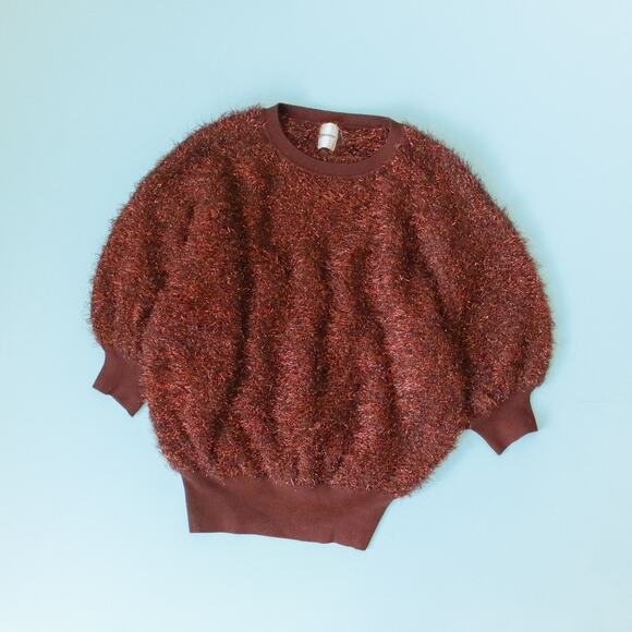 Maeve x Anthropologie Violetta Brown Sweater Womens Small Tinsel Shimmer - Picture 3 of 8